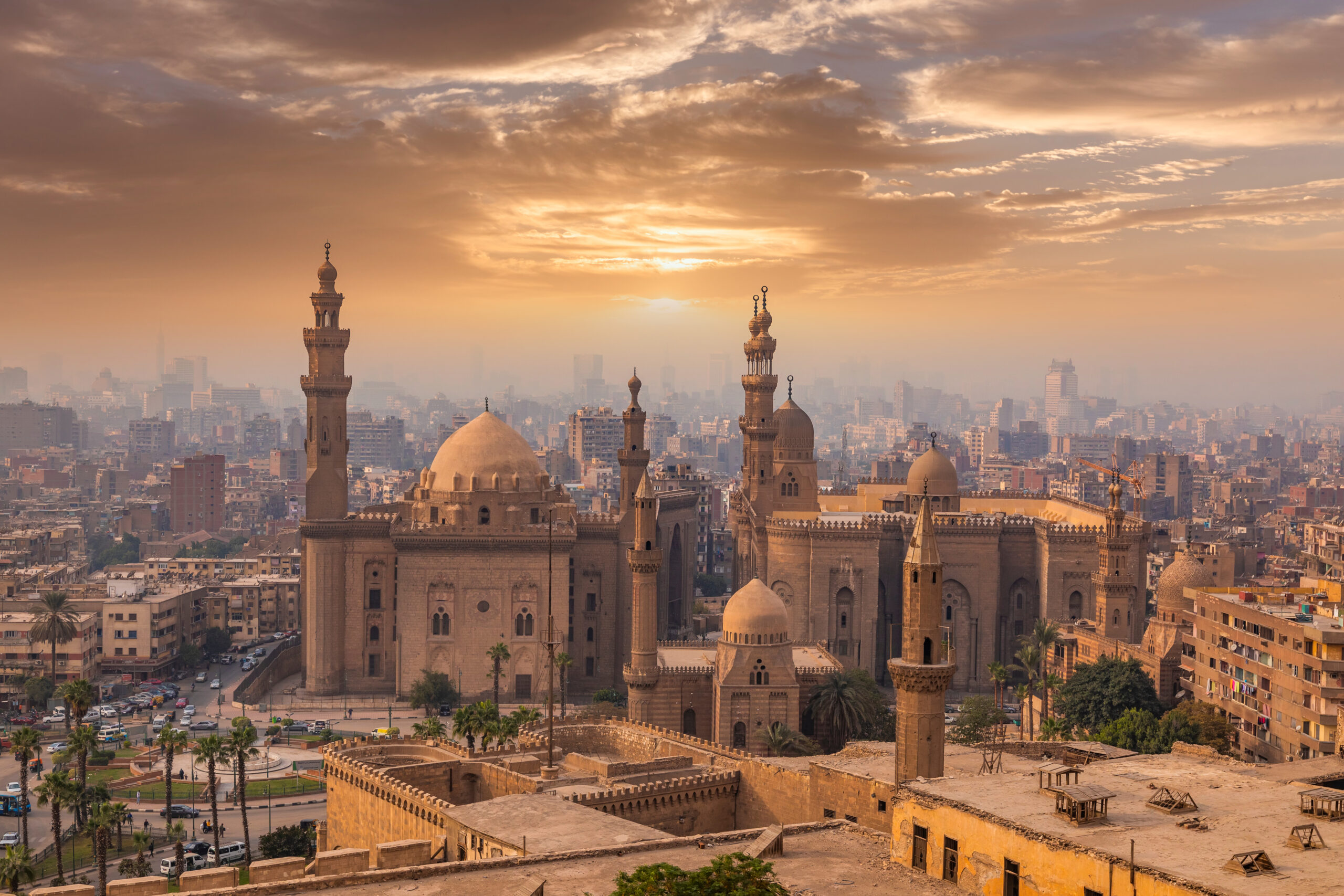 The Mosque-Madrasa of Sultan Hassan at sunset, Cairo Citadel, Egypt